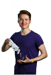 children's entertainer Jared gale performing a magic trick